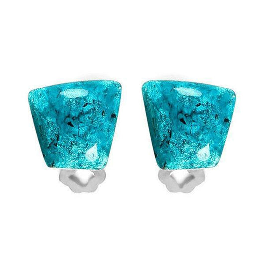 Teal Cleopatra Shiny Clip Earrings | The Jewellery Stop