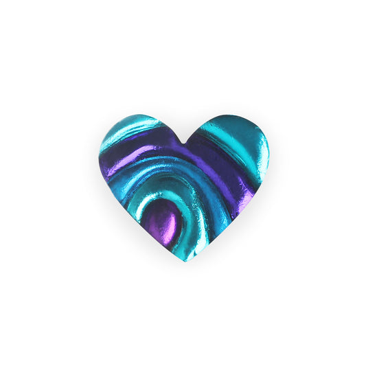 Peacock Heart Swirl Shiny Brooch