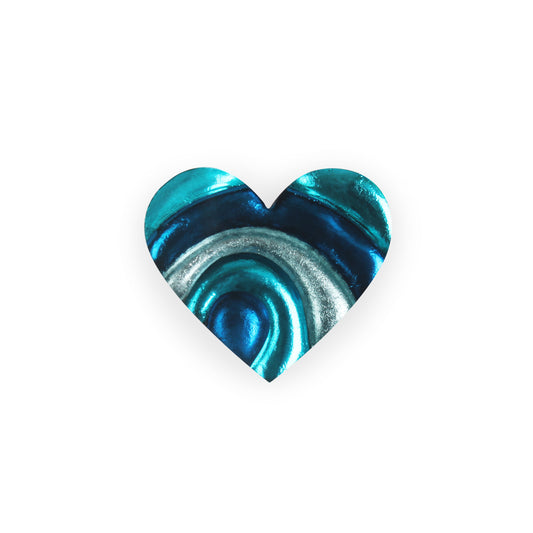Teal Heart Swirl Shiny Brooch