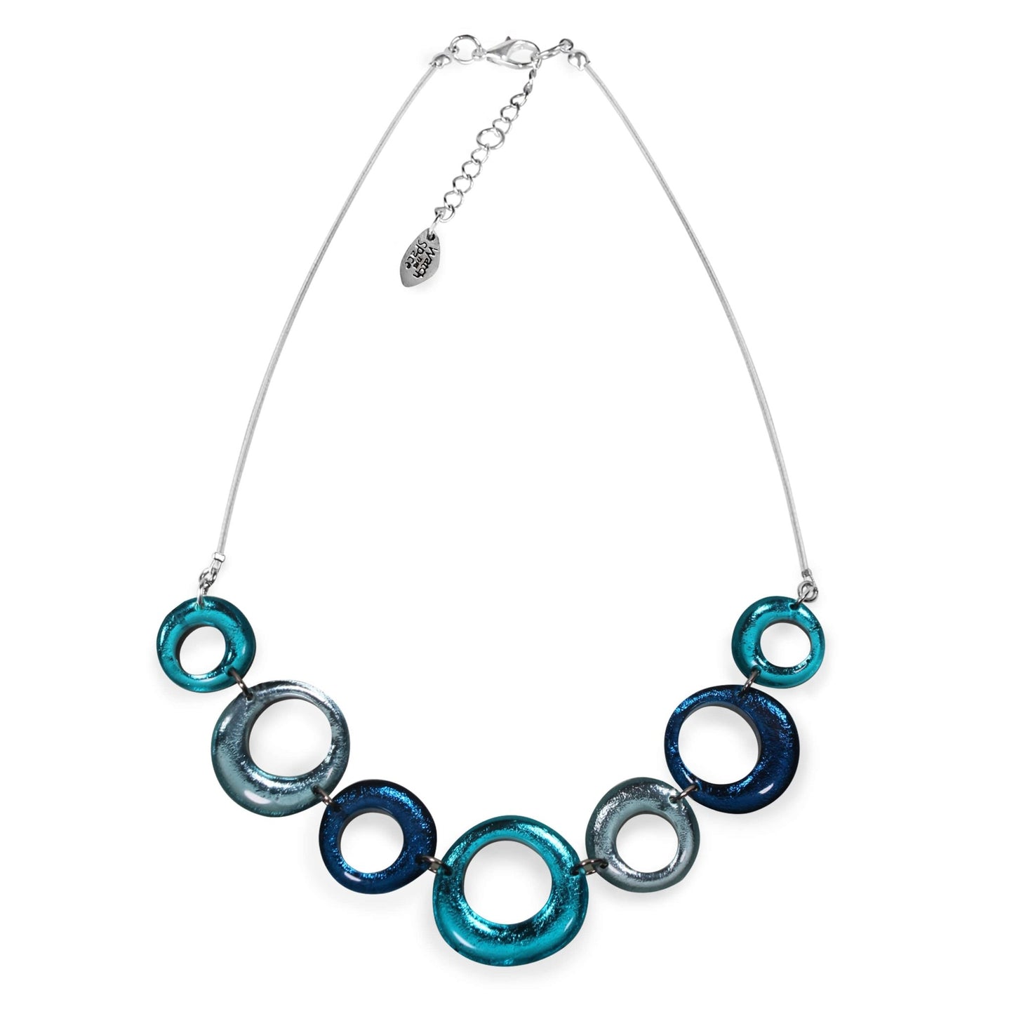 Teal Hollow Circles Shiny Large Necklace | The Jewellery Stop
