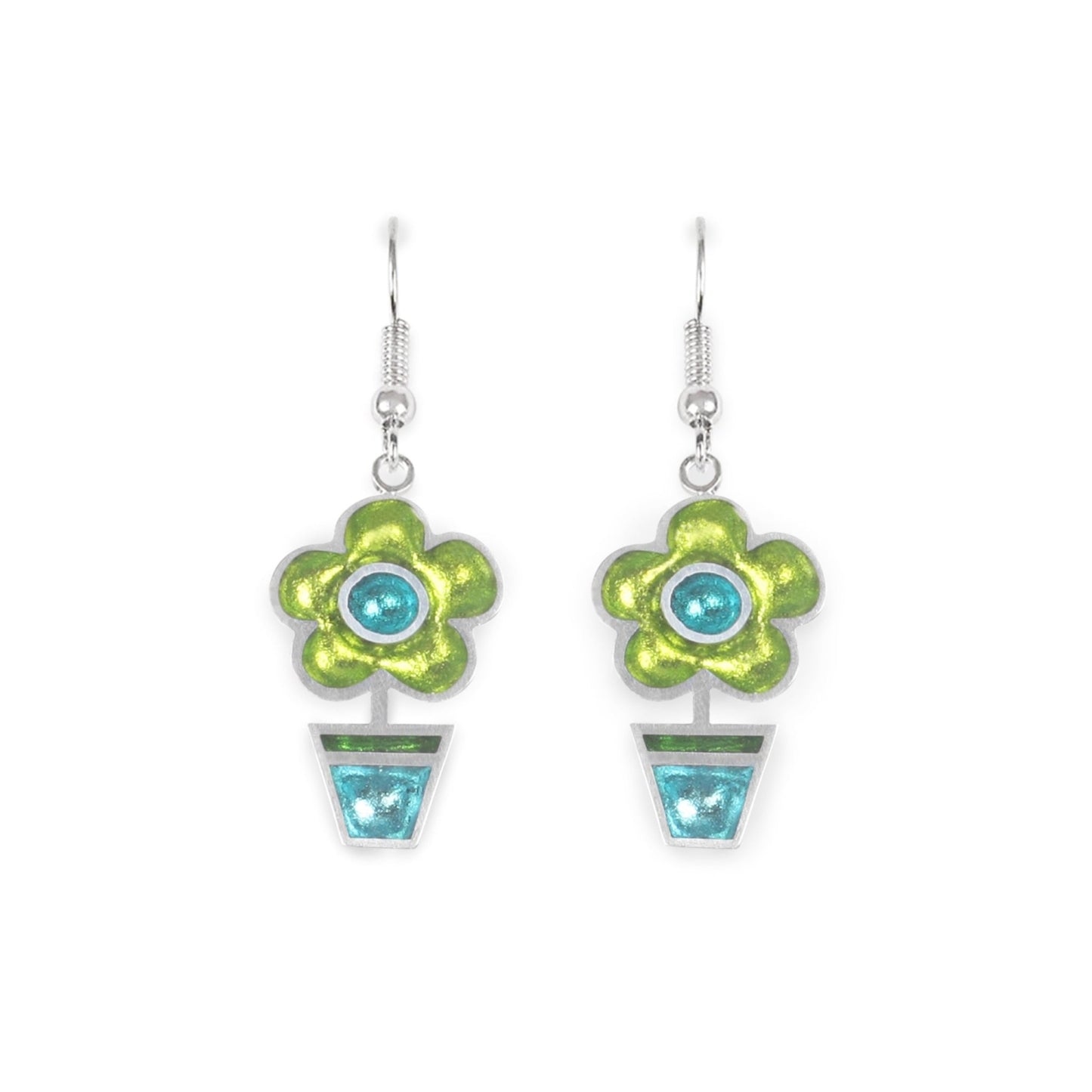 Caribbean Flower Pot Shiny Fish Hook Earrings | The Jewellery Stop