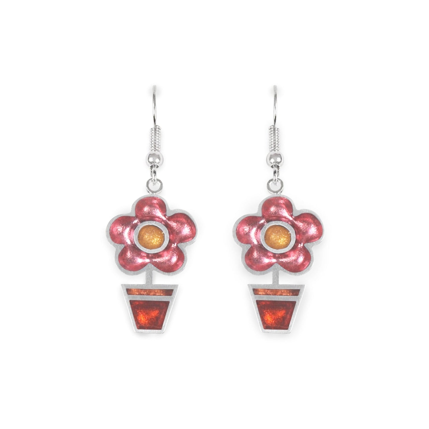 Carnival Flower Pot Shiny Fish Hook Earrings | The Jewellery Stop