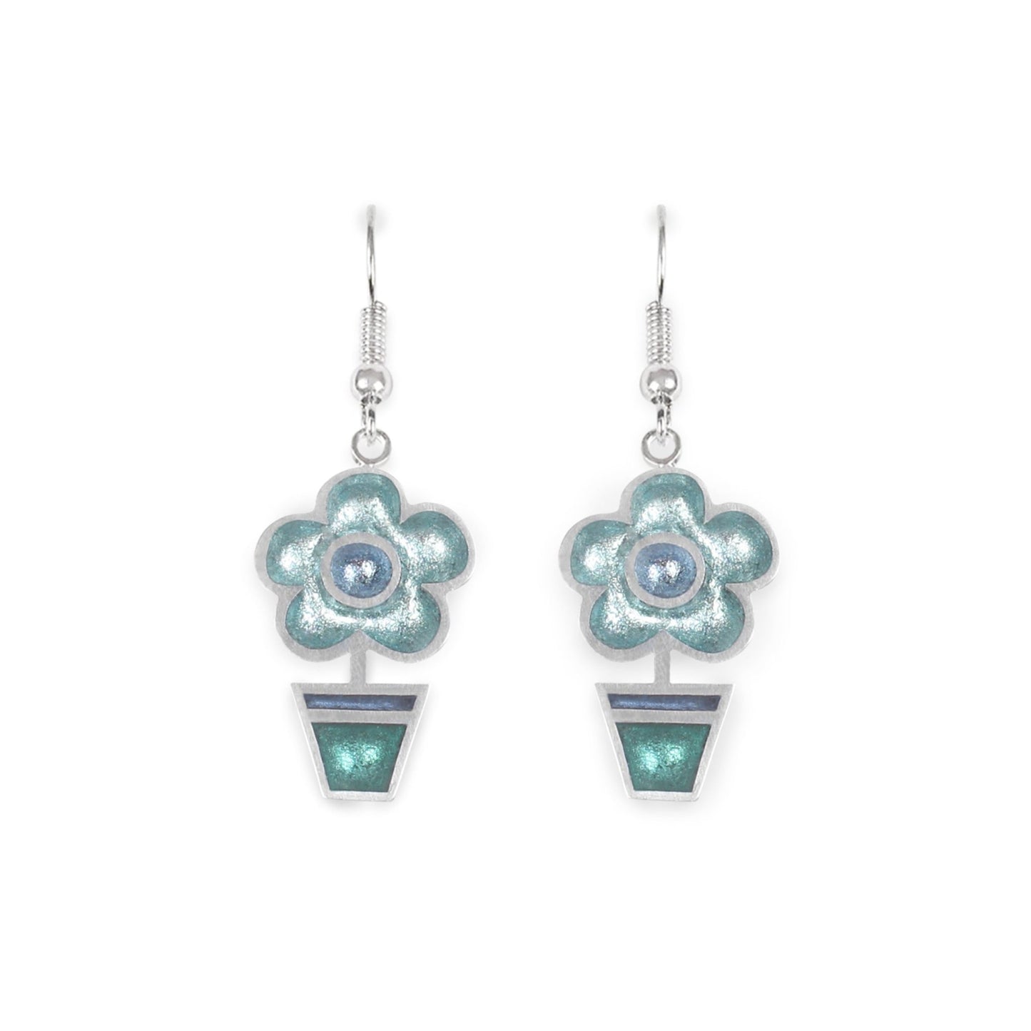 Mediterranean Flower Pot Shiny Fish Hook Earrings | The Jewellery Stop