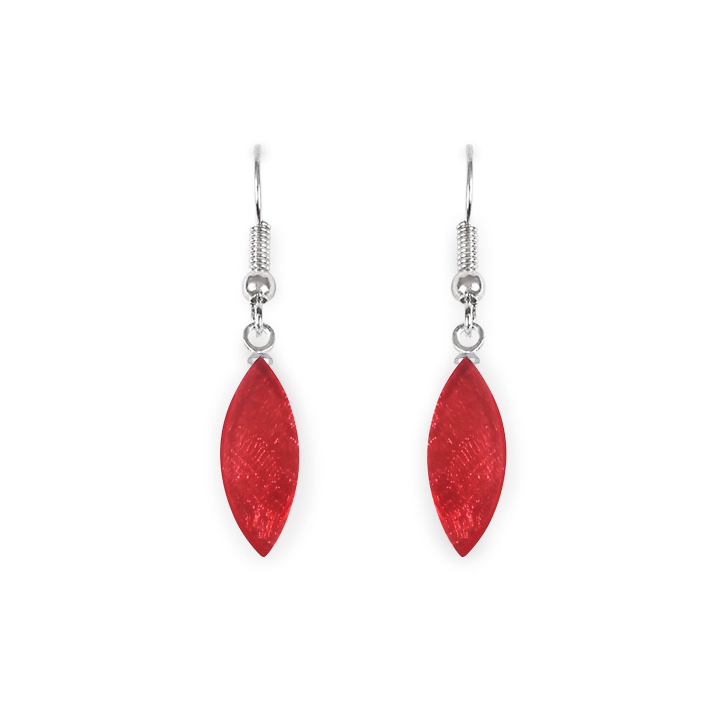 Sangria Petal Shiny Fish Hook Earrings | The Jewellery Stop