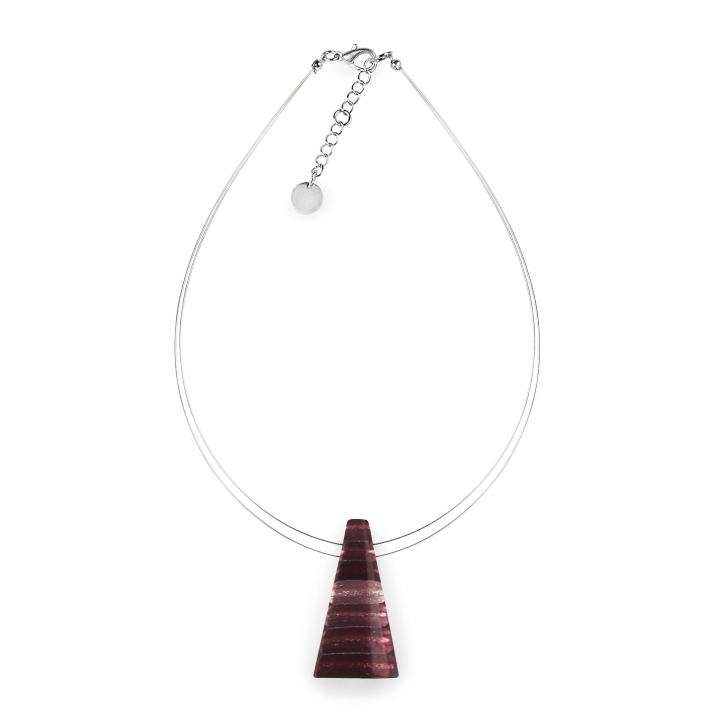 Cassis Triangle Stripes Shiny Pendant on two strand wire | The Jewellery Stop