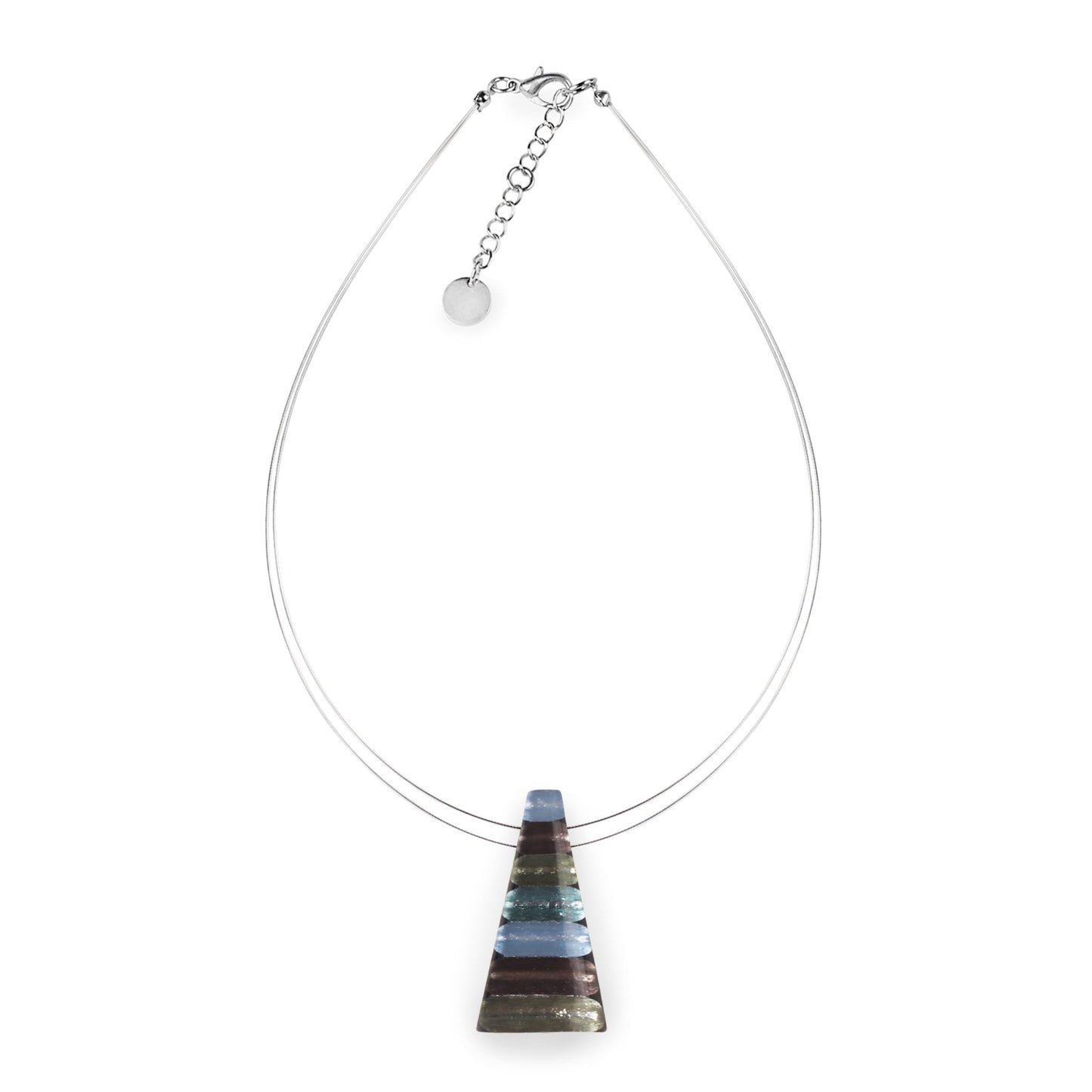 Pear Triangle Stripes Shiny Pendant on two strand wire | The Jewellery Stop