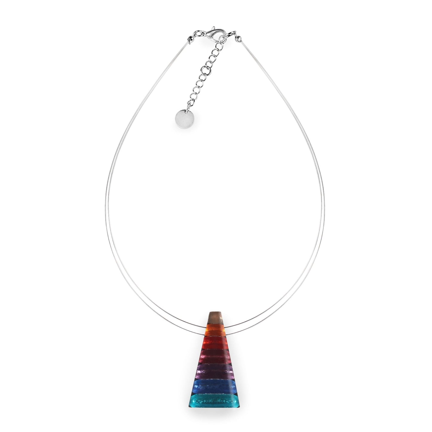 Rainbow Triangle Stripes Shiny Pendant on two strand wire | The Jewellery Stop