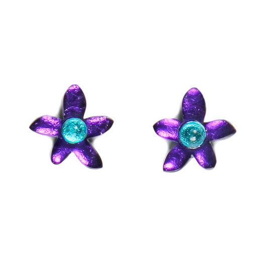 Peacock Flower Shiny Stud Earrings
