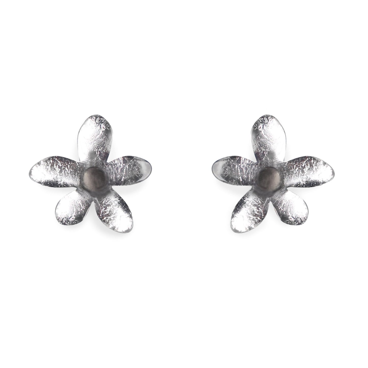 Silver Flower Shiny Stud Earrings | The Jewellery Stop
