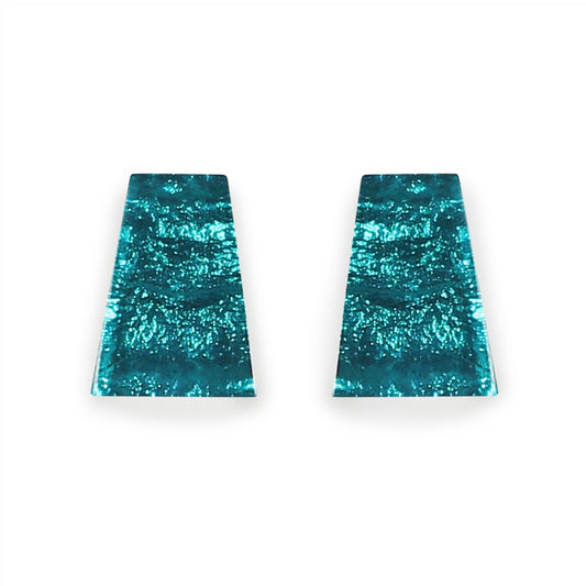 Teal Aztec Shiny Large Stud Earrings | The Jewellery Stop