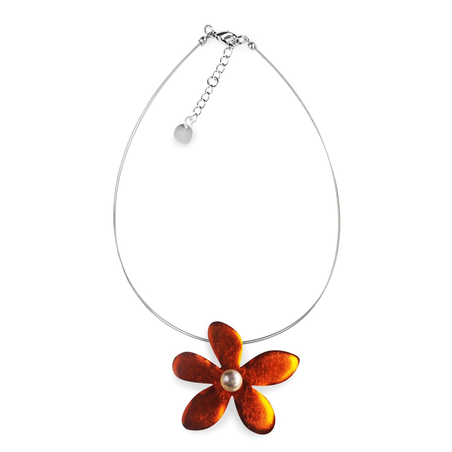 Orange Flower Shiny Large Pendant | The Jewellery Stop