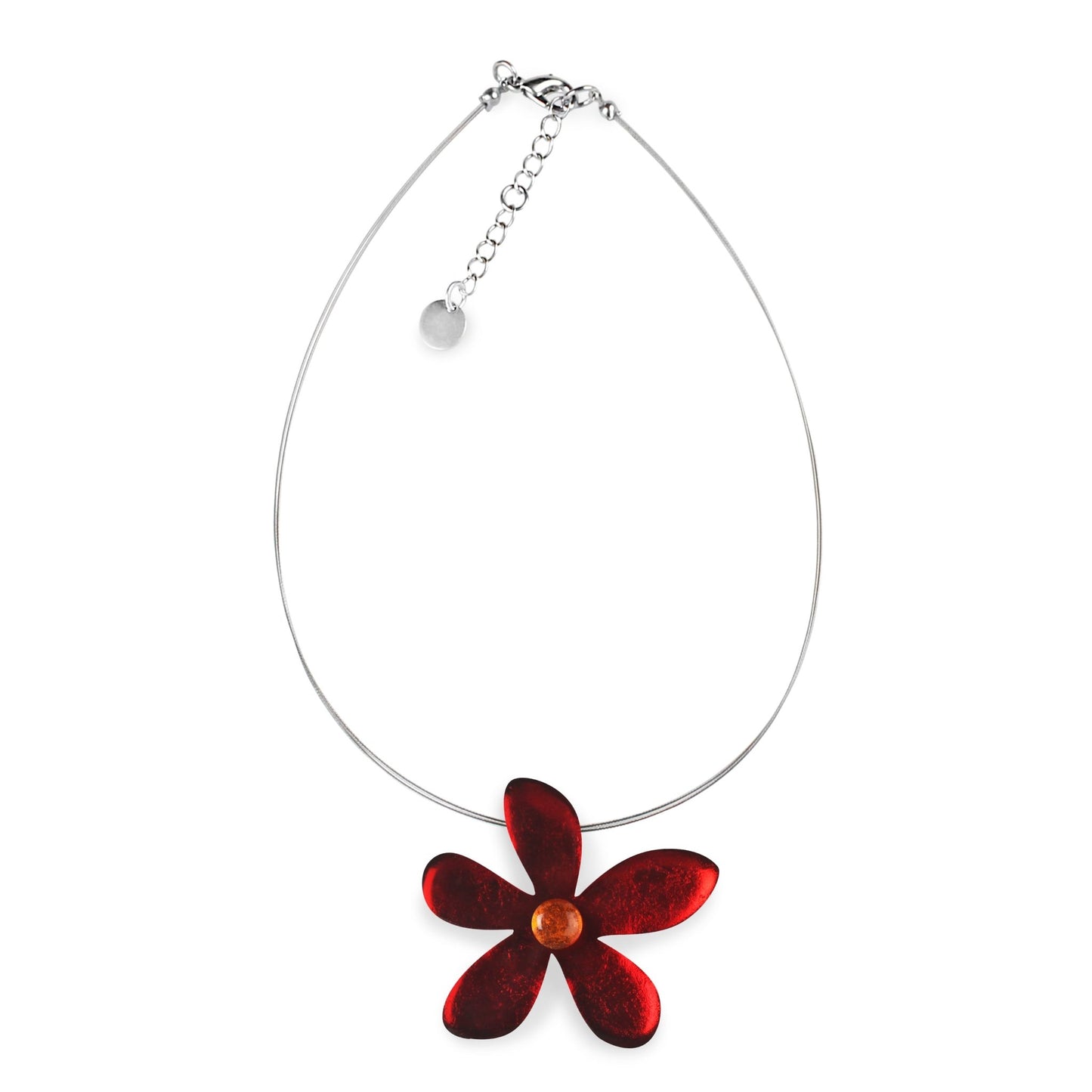 Red Flower Shiny Large Pendant | The Jewellery Stop