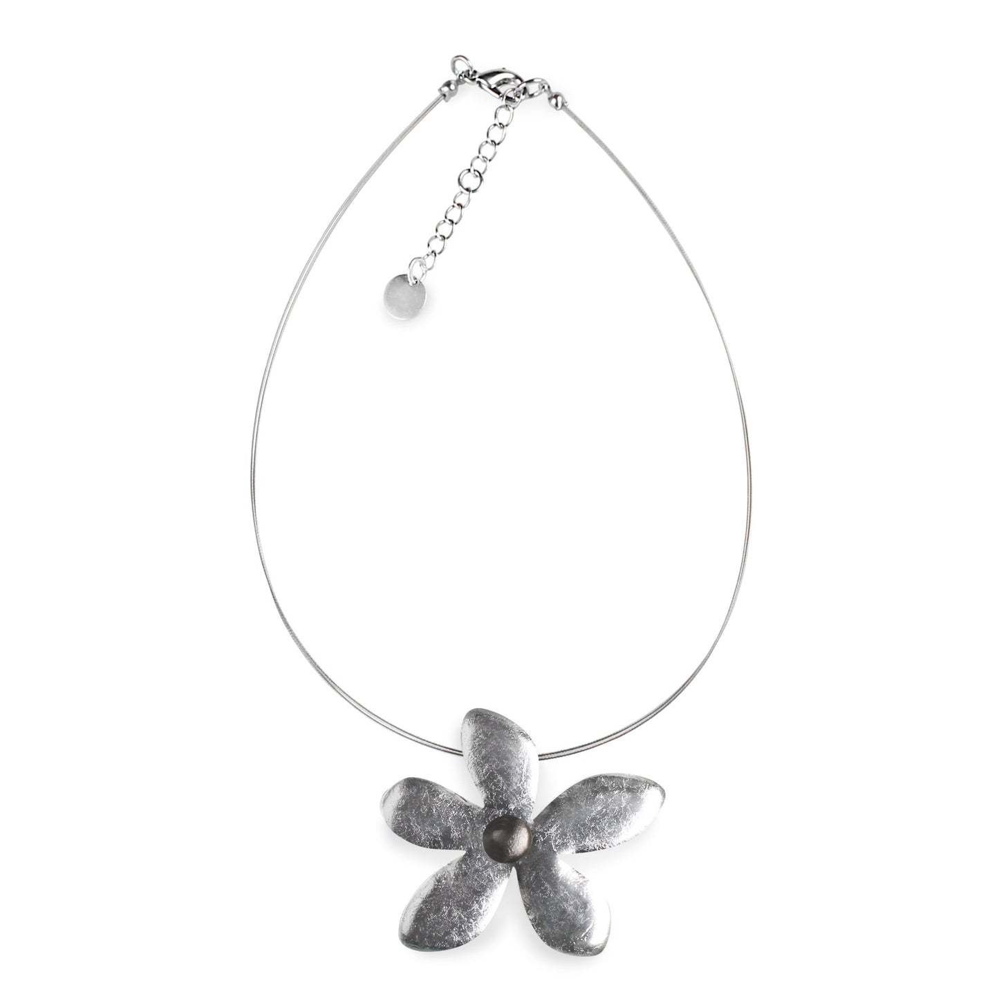 Silver Flower Shiny Large Pendant | The Jewellery Stop