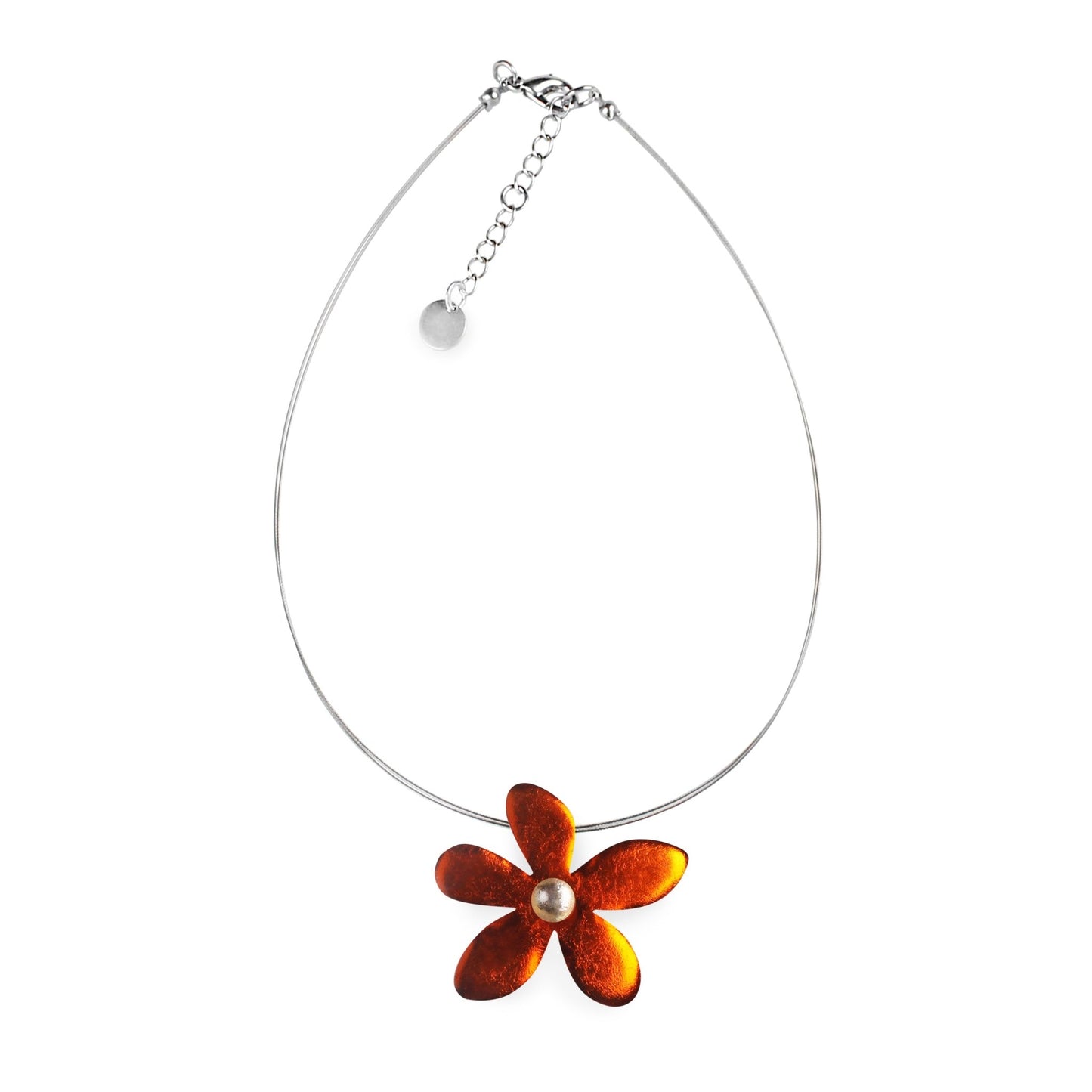 Orange Flower Shiny Small Pendant | The Jewellery Stop