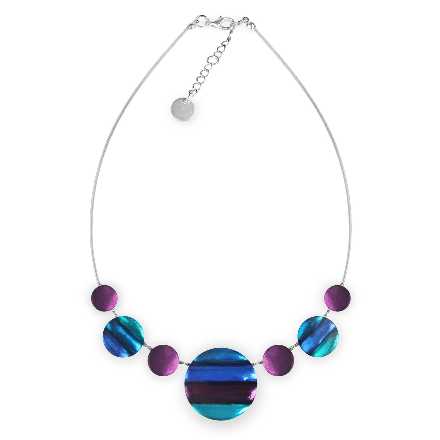 Peacock Geometric Circles Shiny Necklace | The Jewellery Stop