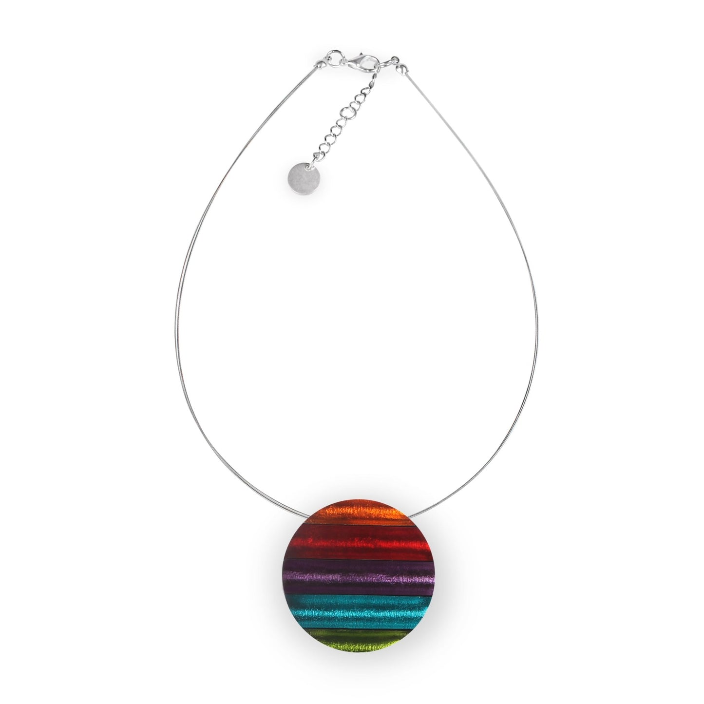 Rainbow Geometric Circles Shiny Pendant | The Jewellery Stop