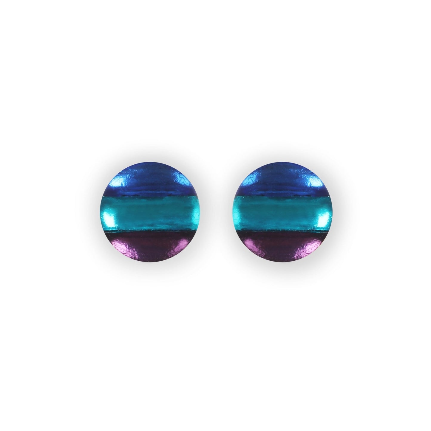 Peacock Geometric Circles Shiny Stud Earrings | The Jewellery Stop
