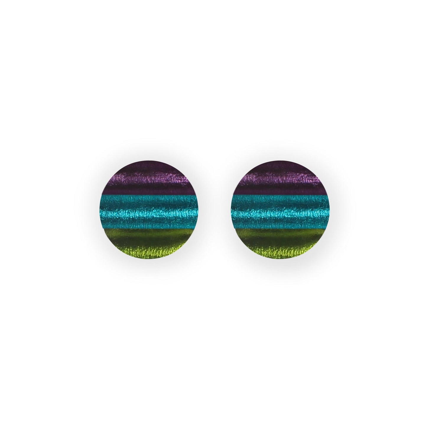 Rainbow Geometric Circles Shiny Stud Earrings | The Jewellery Stop