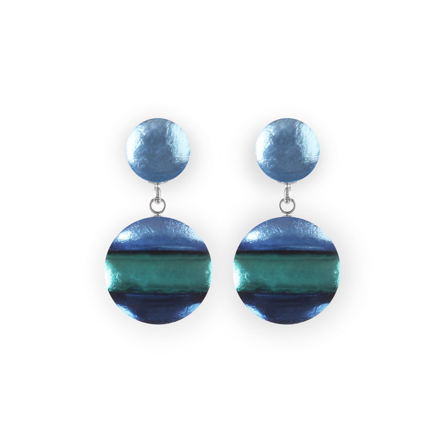 Pacific Geometric Circles Shiny Drop Stud Earrings | The Jewellery Stop