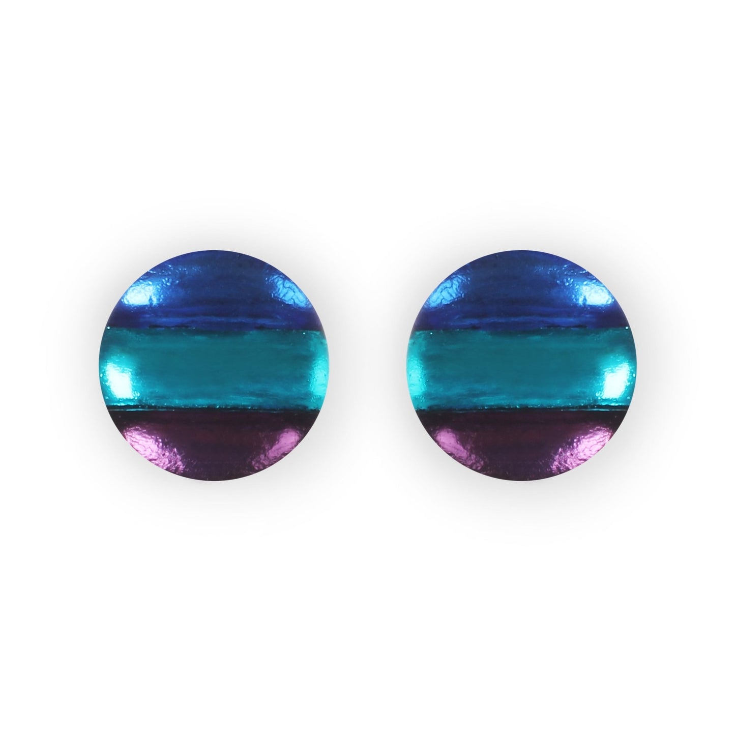 Peacock Geometric Circles Shiny Clip Earrings | The Jewellery Stop