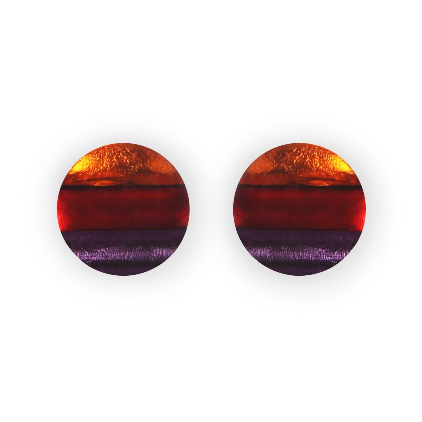 Rainbow Geometric Circles Shiny Clip Earrings | The Jewellery Stop