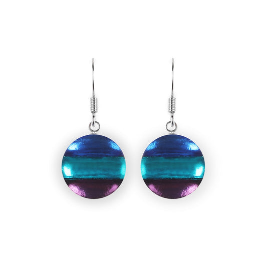 Peacock Geometric Circles Shiny Fish Hook Earrings | The Jewellery Stop