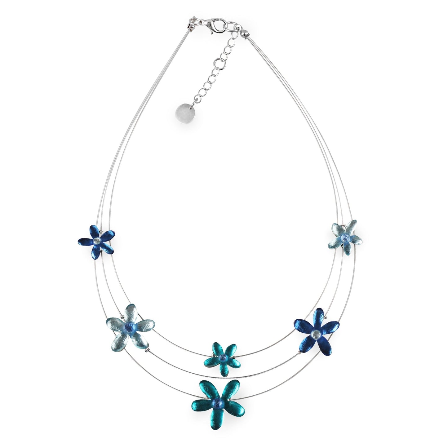 Teal Flower Shiny Extravaganza Necklace | The Jewellery Stop