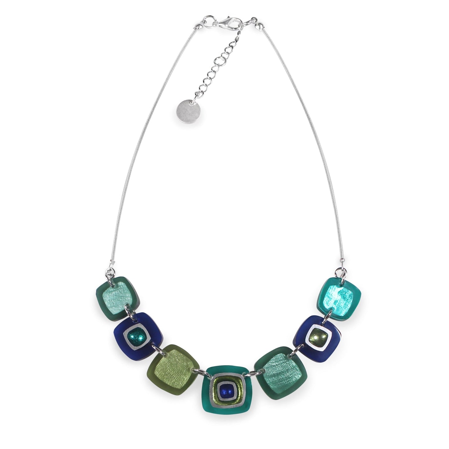 Everglade Abstract Squares Shiny Trail Necklace | The Jewellery Stop