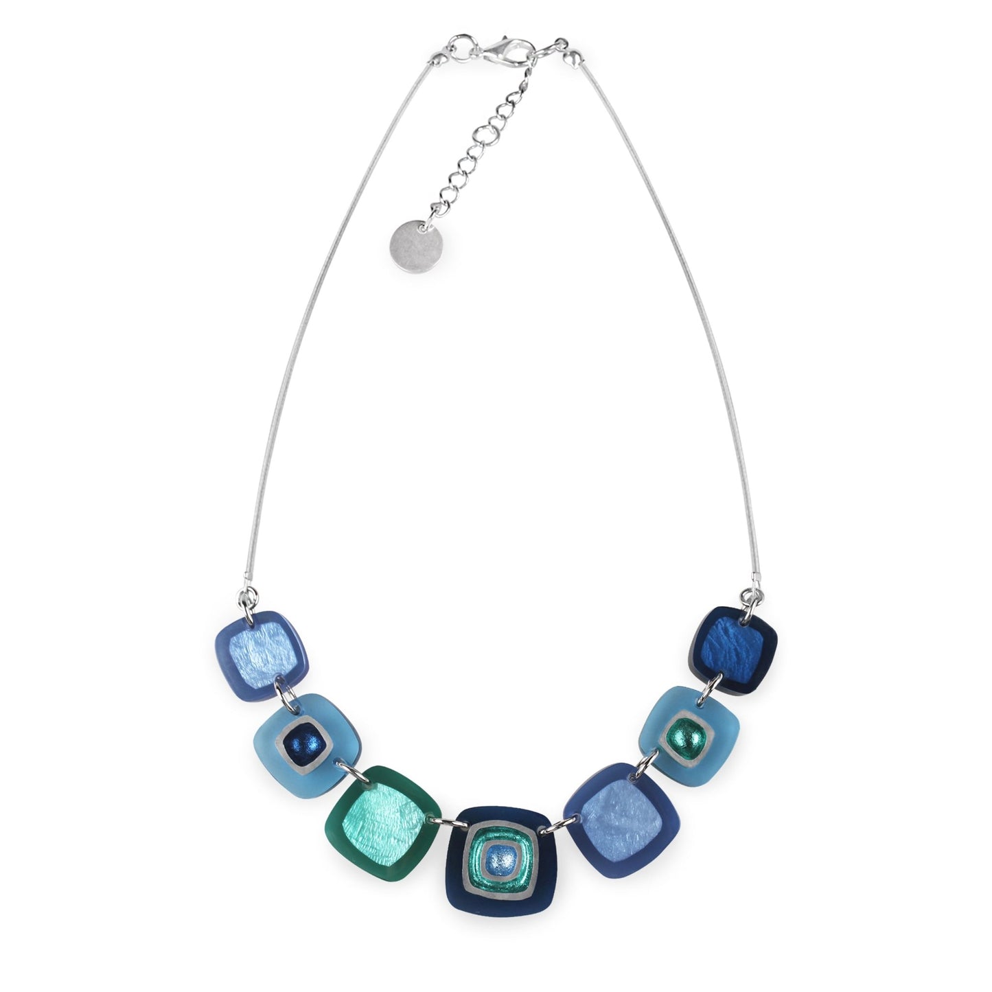 Pacific Abstract Squares Shiny Trail Necklace | The Jewellery Stop