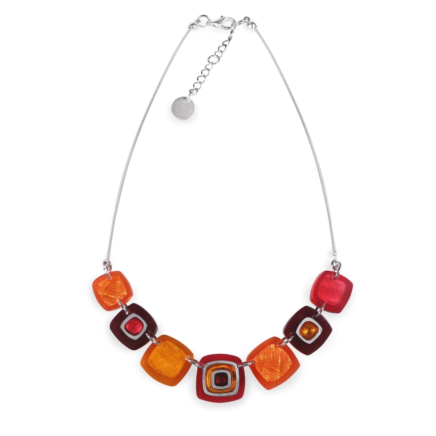 Sangria Abstract Squares Shiny Trail Necklace | The Jewellery Stop