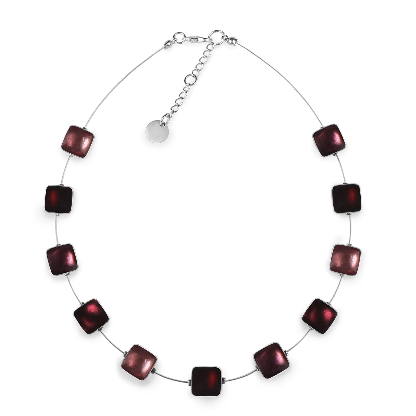 Cassis Aluminium Squares Shiny Necklace | The Jewellery Stop