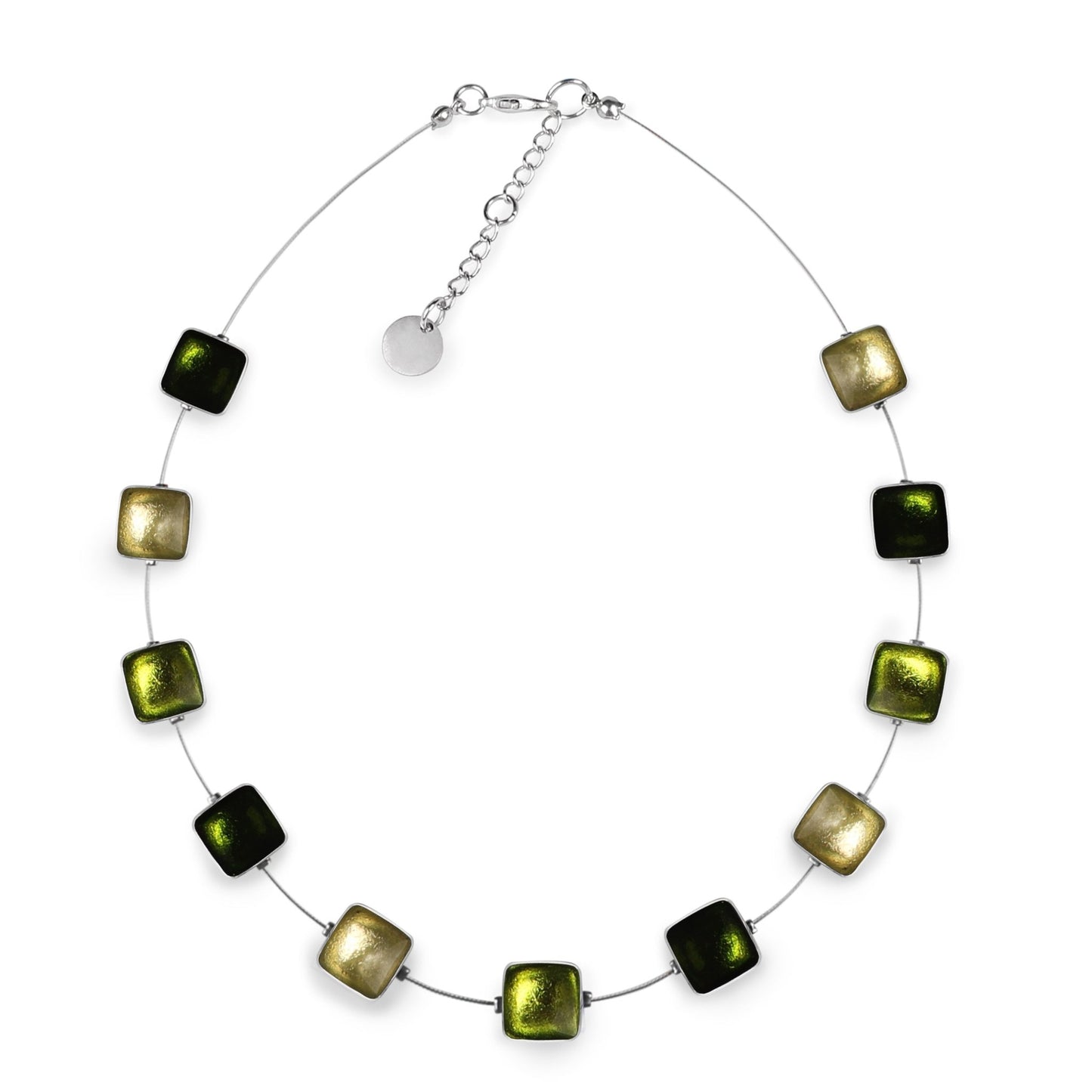 Citrus Aluminium Squares Shiny Necklace | The Jewellery Stop