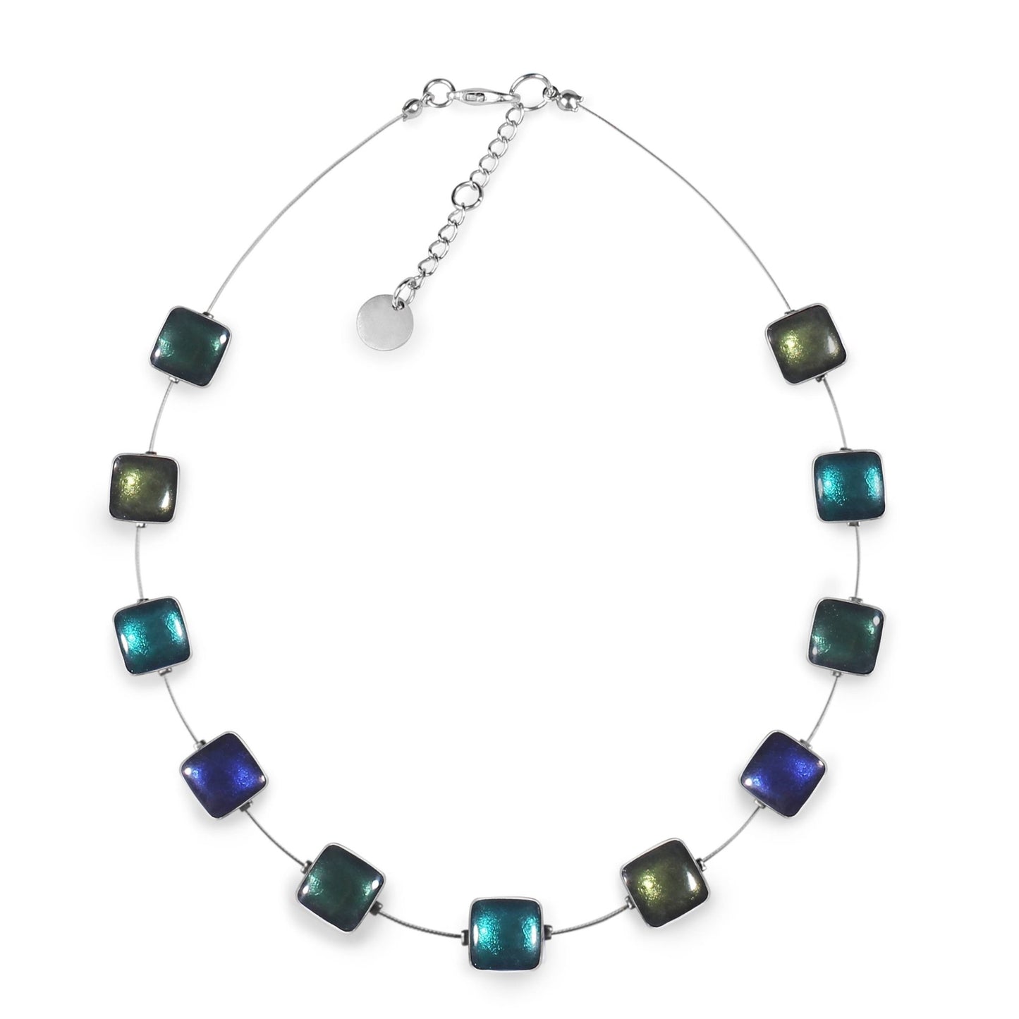 Everglade Aluminium Squares Shiny Necklace | The Jewellery Stop