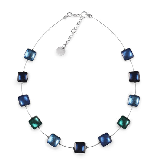 Pacific Aluminium Squares Shiny Necklace | The Jewellery Stop