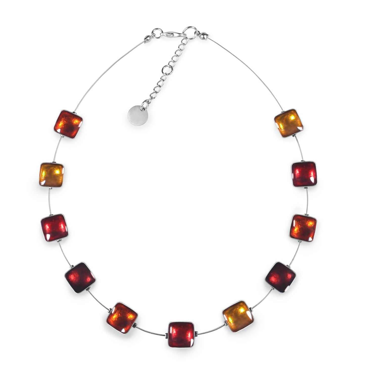 Sangria Aluminium Squares Shiny Necklace | The Jewellery Stop