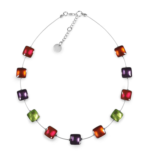 Sherbet Aluminium Squares Shiny Necklace | The Jewellery Stop