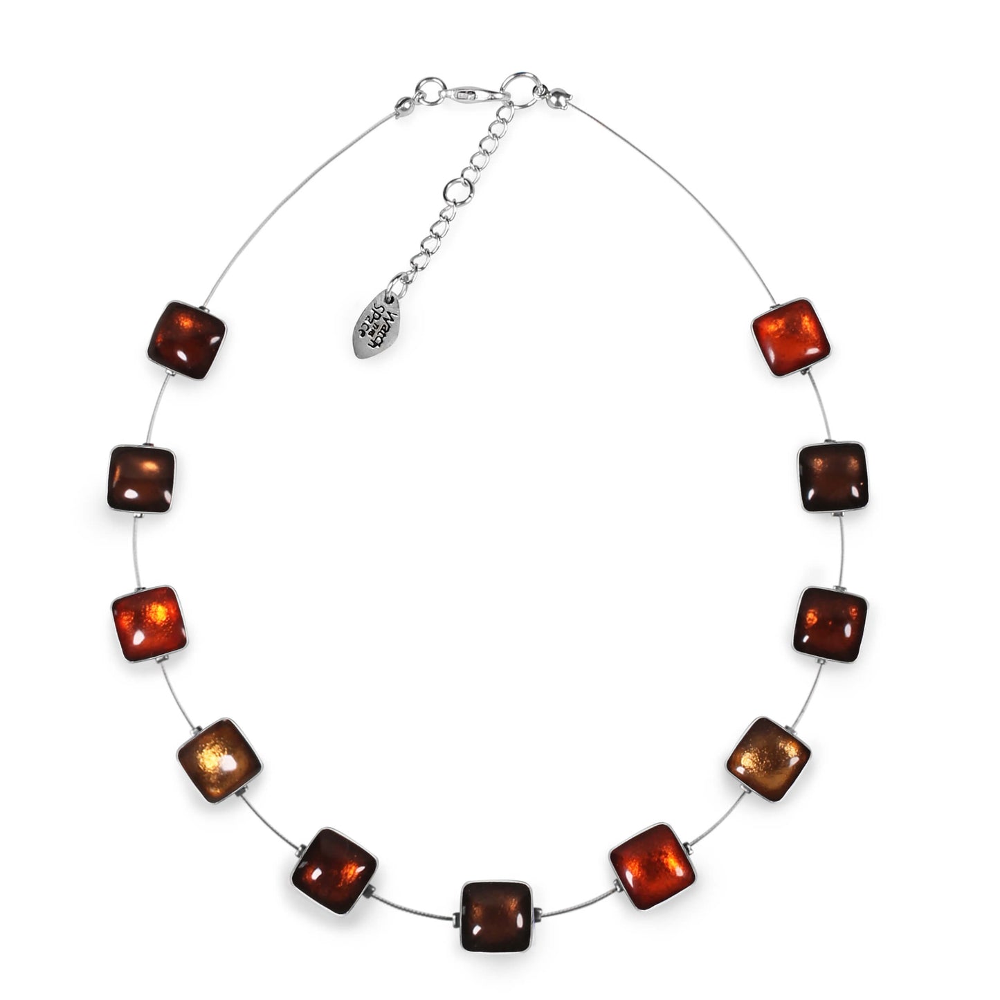 Toffee Aluminium Squares Shiny Necklace | The Jewellery Stop
