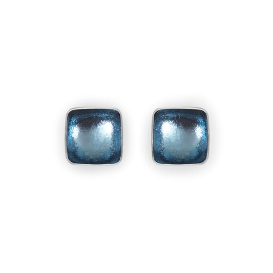 Arctic Aluminium Squares Shiny Stud Earrings