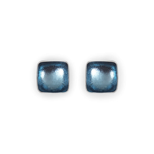 Arctic Aluminium Squares Shiny Stud Earrings | The Jewellery Stop