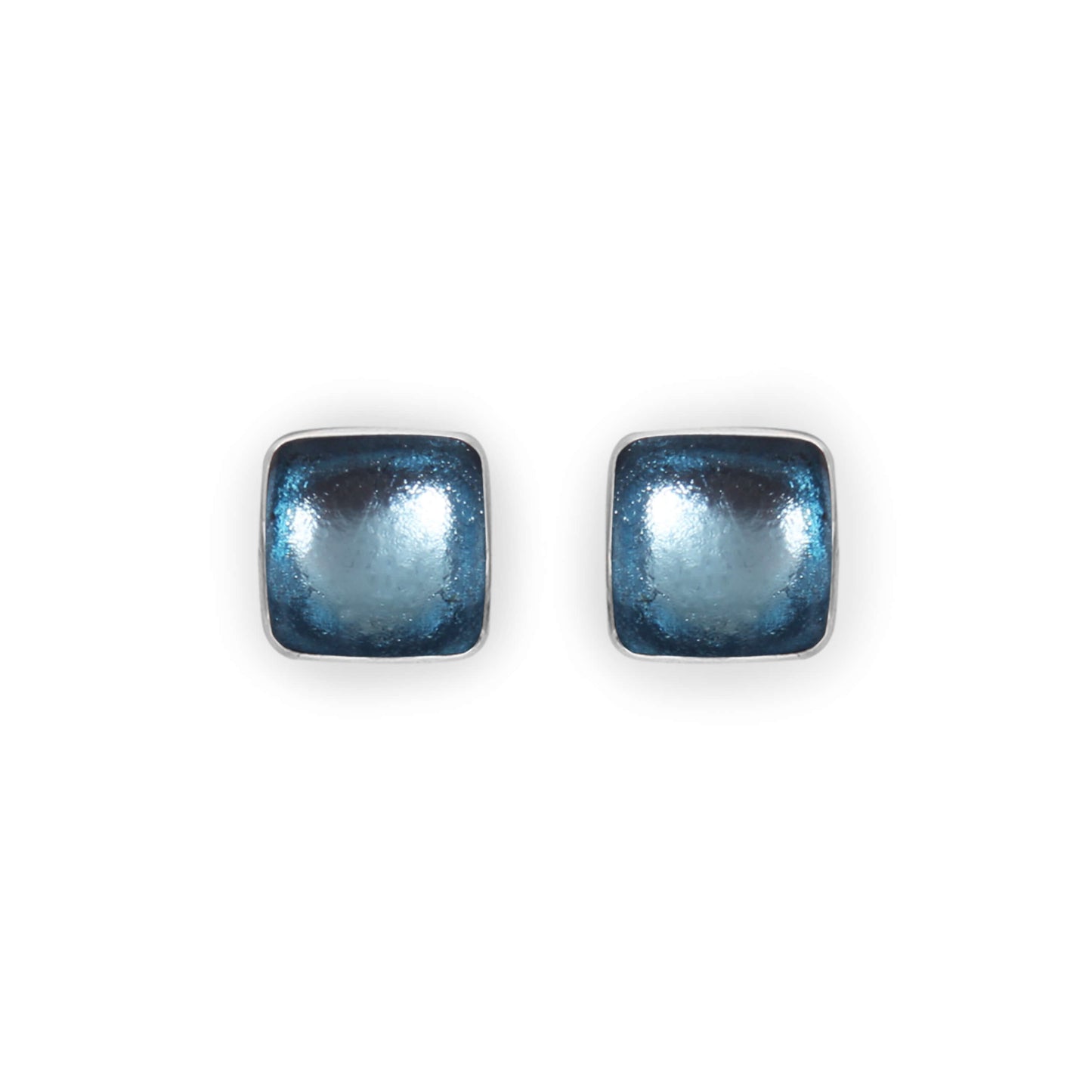 Arctic Aluminium Squares Shiny Stud Earrings