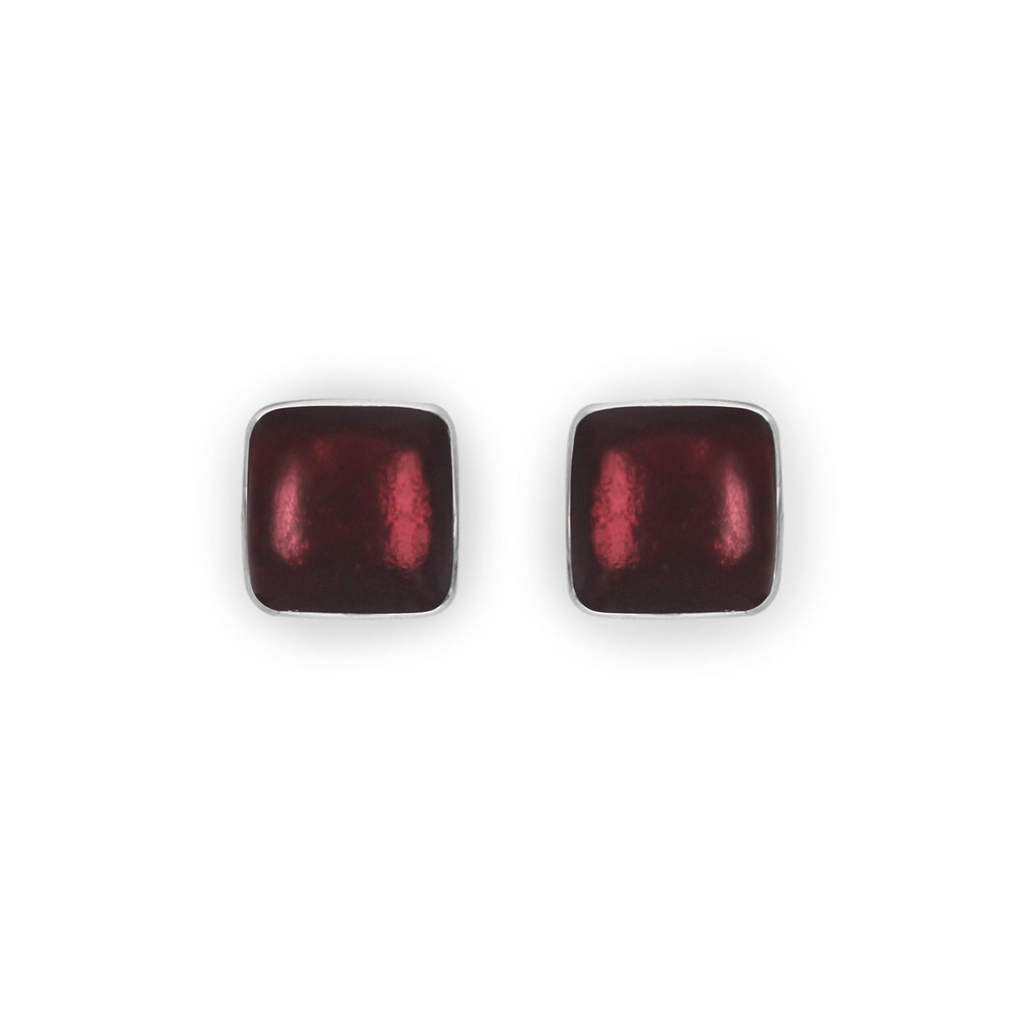 Cassis Aluminium Squares Shiny Stud Earrings | The Jewellery Stop