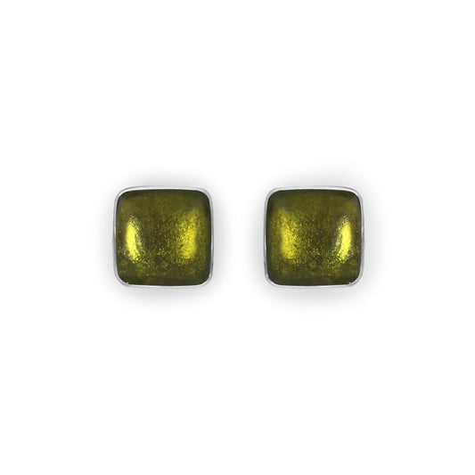 Citrus Aluminium Squares Shiny Stud Earrings | The Jewellery Stop
