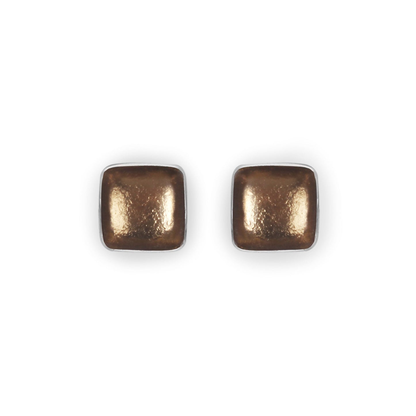 Gold Aluminium Squares Shiny Stud Earrings | The Jewellery Stop