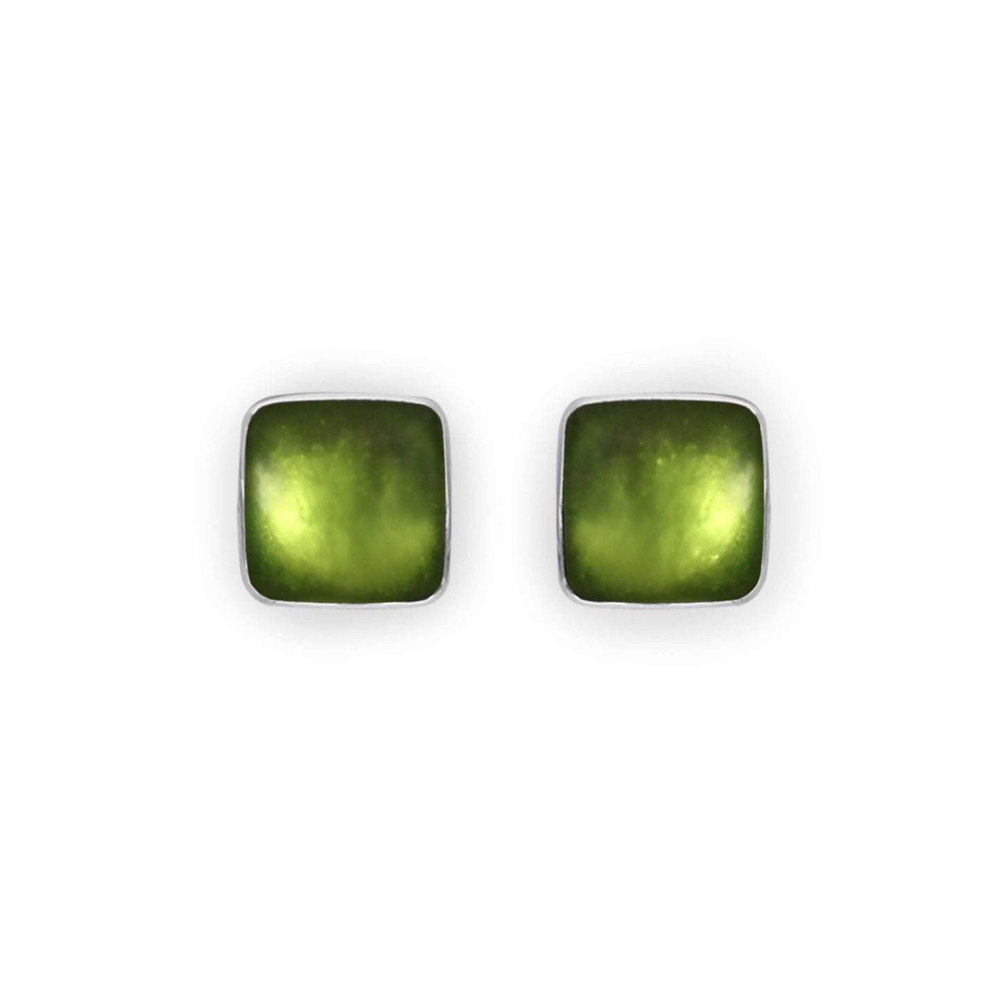 Kiwi Aluminium Squares Shiny Stud Earrings | The Jewellery Stop