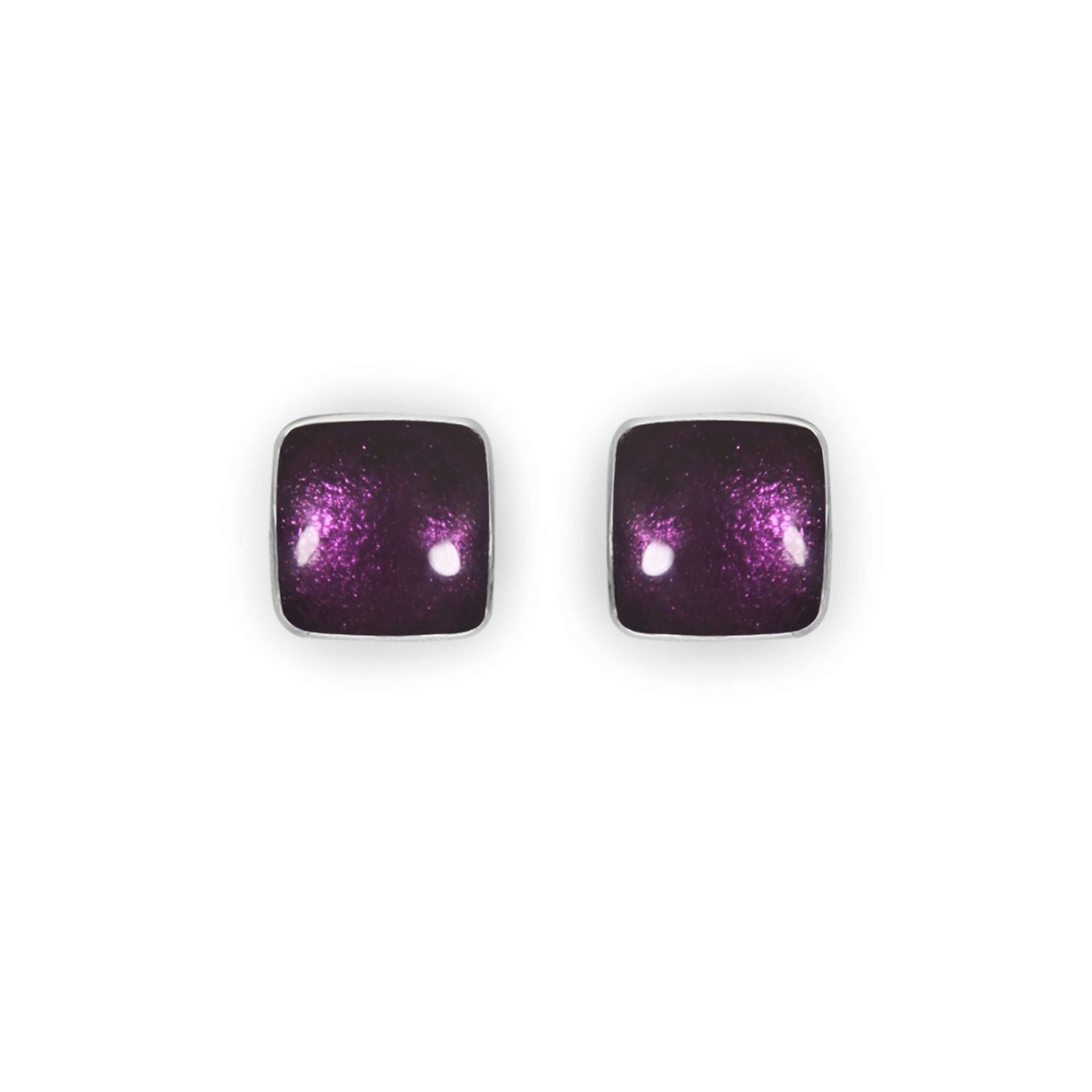 Rainbow Aluminium Squares Shiny Stud Earrings | The Jewellery Stop