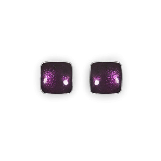 Rainbow Aluminium Squares Shiny Stud Earrings | The Jewellery Stop