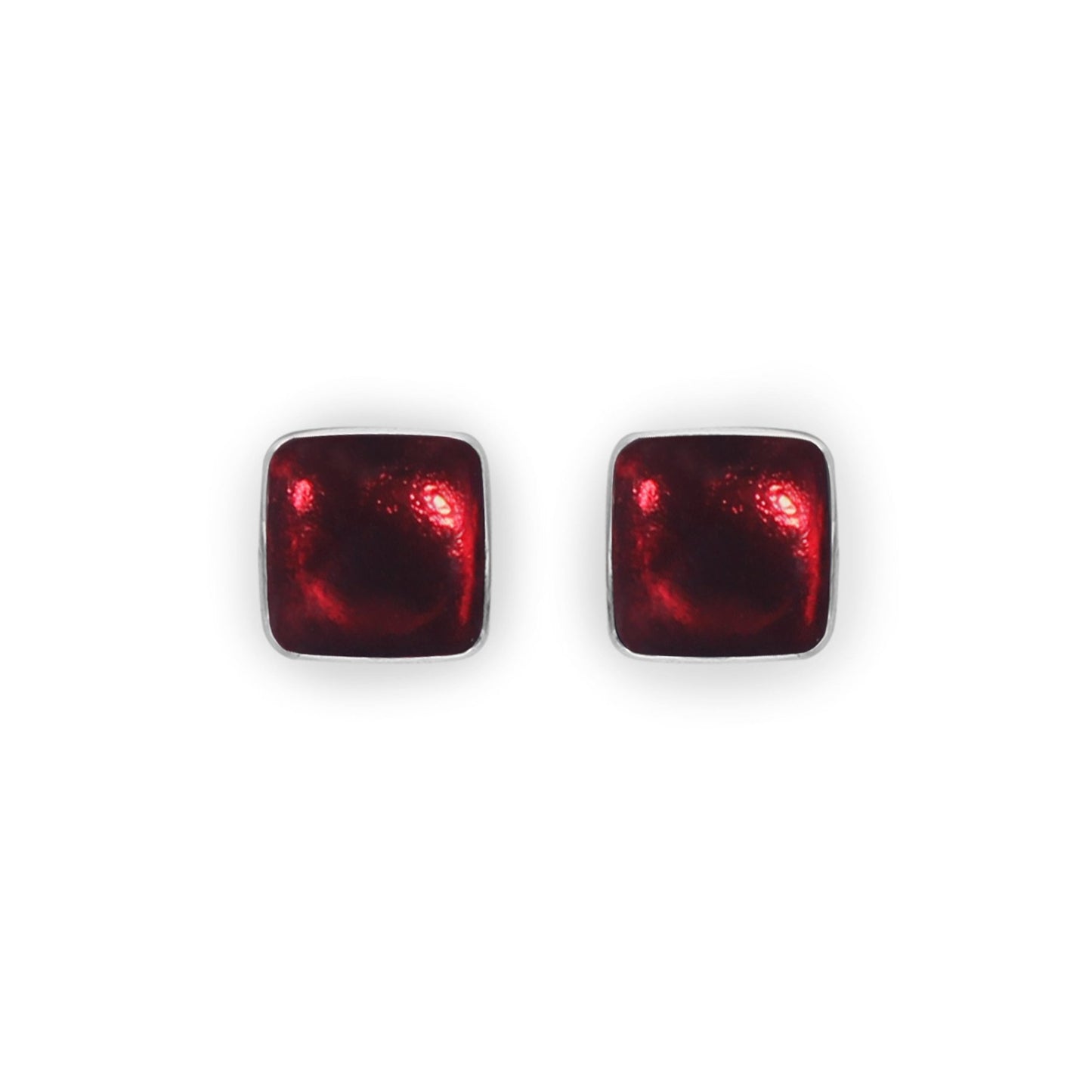 Sangria Aluminium Squares Shiny Stud Earrings | The Jewellery Stop