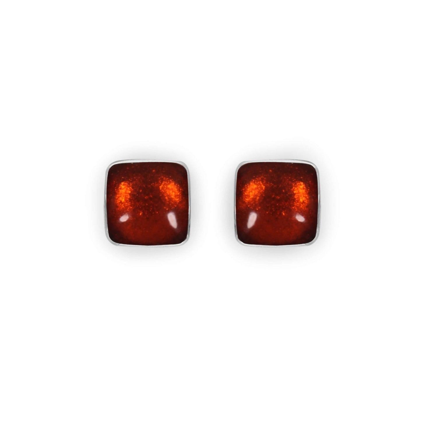 Toffee Aluminium Squares Shiny Stud Earrings | The Jewellery Stop
