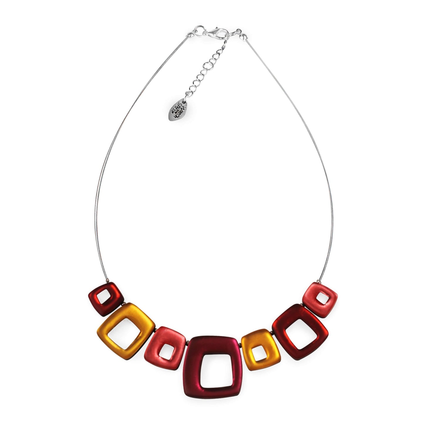 Latino Hollow Squares Matte Necklace | The Jewellery Stop