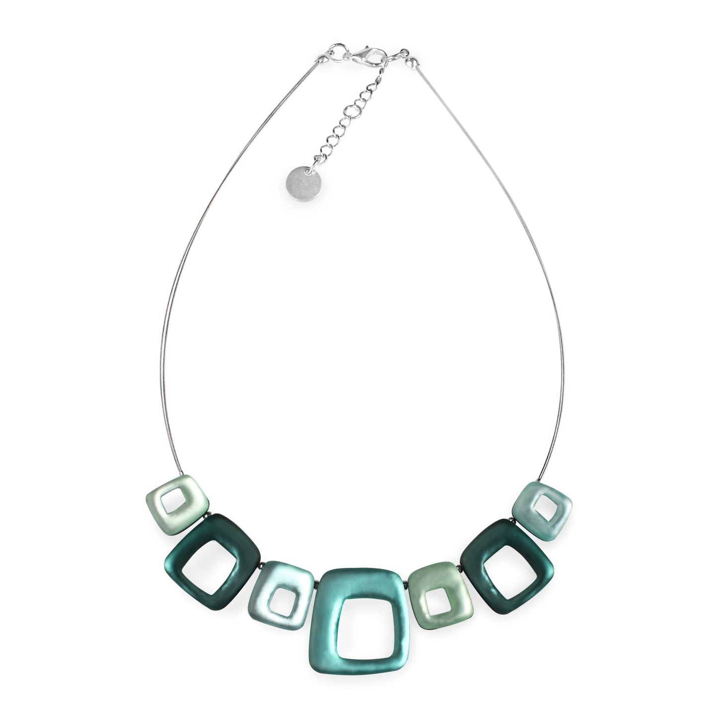 Mint Hollow Squares Matte Necklace | The Jewellery Stop